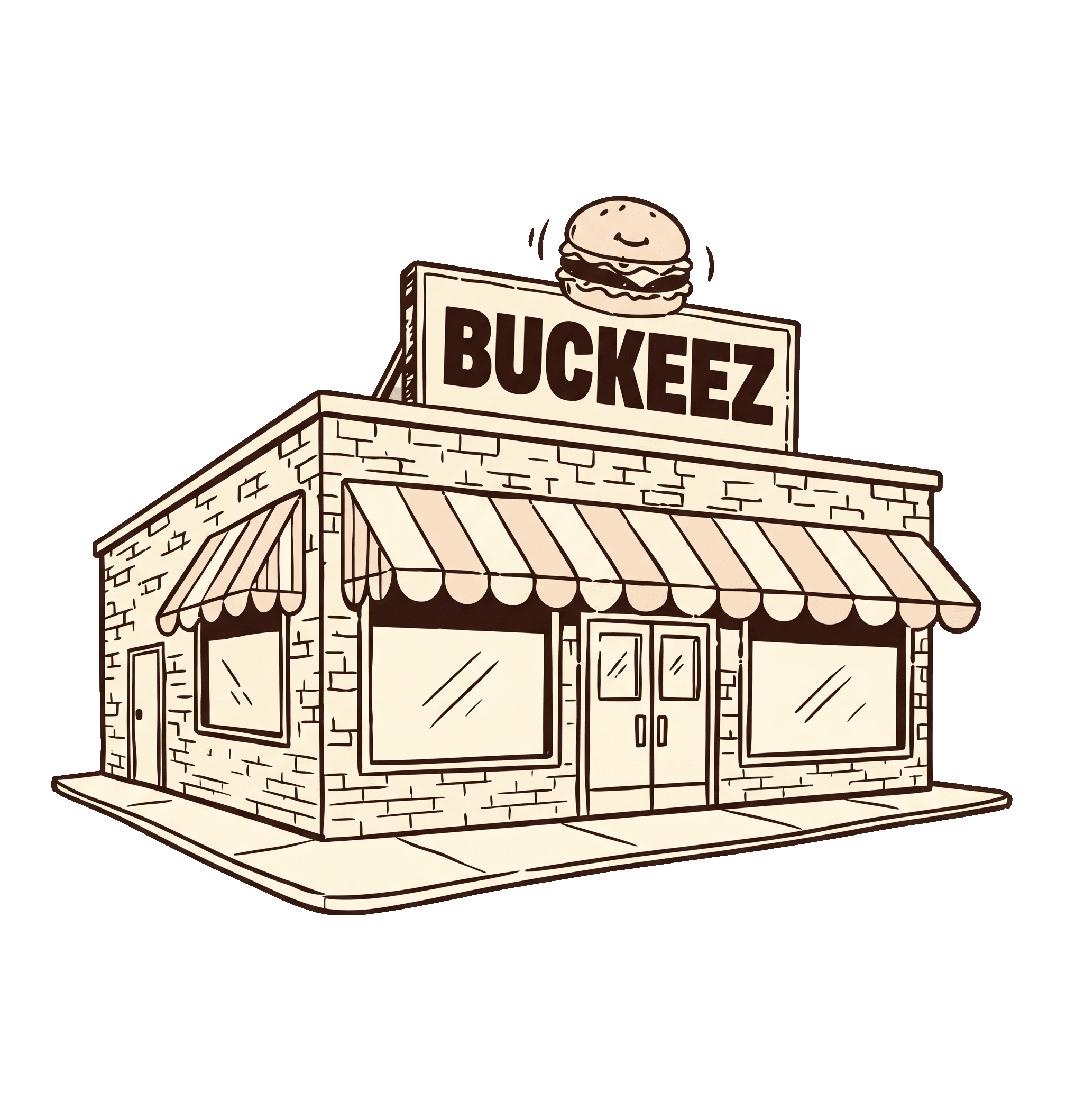 BUCKEEZ store front building illustration